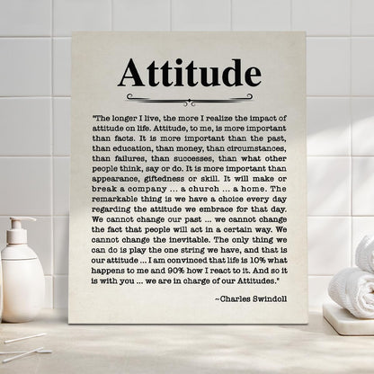 Inspirational Wall Art Canvas Painting Framed, Motivational Attitude Quote Poster Print Ready to Hang Home Office Living Room Decor 10×8 Inches