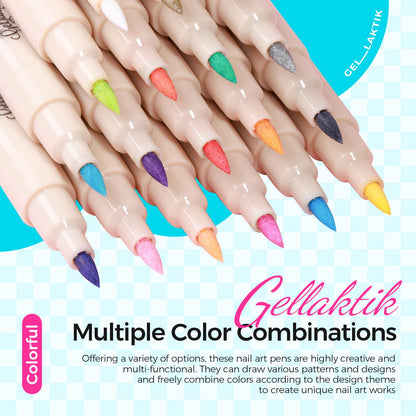 18 Color 3D Nail Art Pens Set, 0.7MM Nail Polish Pens for Nail Art Dotting Pen Drawing Painting Liner Brush for DIY Nail Design, Home & Salon Manicure Tools