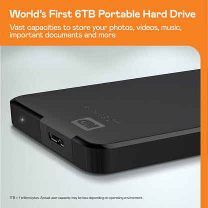 WD 5TB Elements Portable External Hard Drive for Windows, USB 3.2 Gen 1/USB 3.0 for PC & Mac, Plug and Play Ready - WDBU6Y0050BBK-WESN