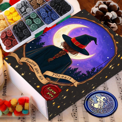 Wax Seal Kit for Witch Girl,Magic Girl Witch Sealing Wax Stamp for Halloween Christmas Invitations Letter Envelope Cards Crafts Gift Package Decoration