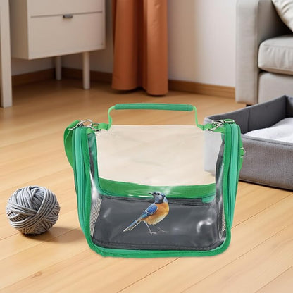 VILLCASE Portable Bird Travel Cage Carrier for Small Birds Budgie Parrot Lightweight Green Compact Outdoor Transport Bag