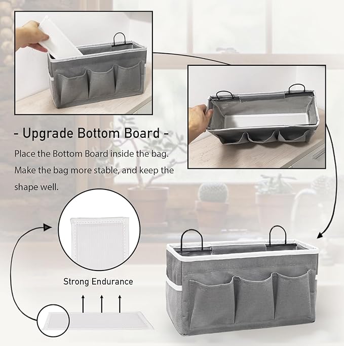 2pcs 3-pockets Large Wall Hanging Organizer Bag, Linen Fabric Door Hanging