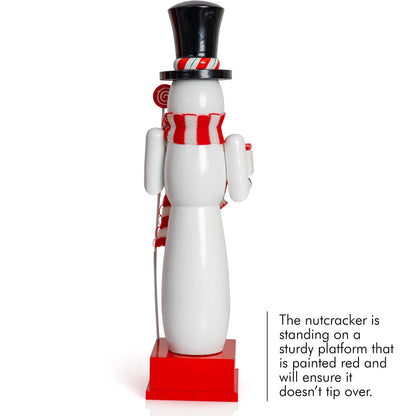 Ornativity Snowman Nutcracker for Christmas - Countdown Wooden Snow Man with Advent Calendar Count Down to Xmas Winter Holiday Nut Cracker 12 Inch