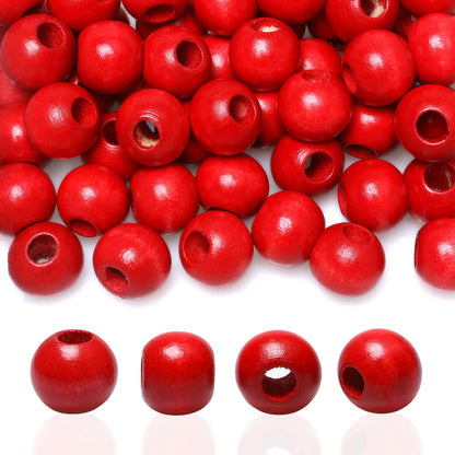 Red Wooden Macrame Beads - 20mm- 100 Beads- Hole 8mm- Quality Large Hole Wooden Beads for Macrame Project/Garlands
