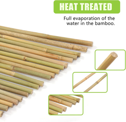 Gardgue Natural Bamboo Poles, 2 Feet Bamboo Sticks for Plants, Wood Garden Stakes for Tomato, Bean, Flowers, Trees Potted and Climbing Plants, 25 Pack
