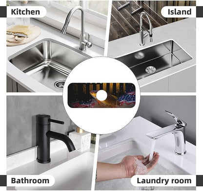 Wood American Flag Fish Kitchen sink faucet pad, strong water absorption
