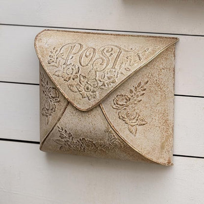 Wall Mount Mailbox for House Outside,5" D x 13.8" W x 11.4" H,Vintage Metal Door Mailbox Antique Style Nostalgic Charm Home Decor Garden Vintage English Cottage Decor(Gold)
