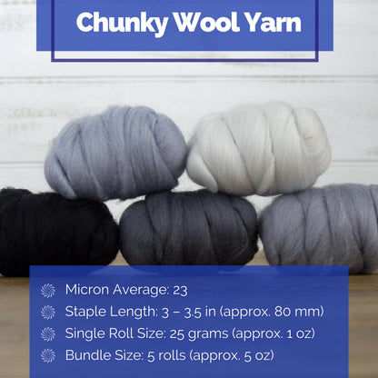 Revolution Fibers | Mixed Merino Wool Variety Pack | Perfect Wool Roving for Spinning, Needle Felting, Wet Felting, Weaving and Crafting (Hazy Gray (Grays), 250 Grams)