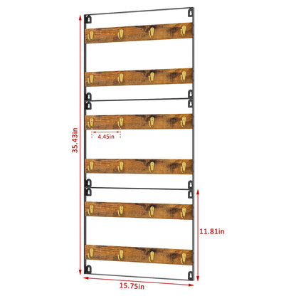 Huxitocan Wall Mount Coffee Mug Holder - Rustic Wood and Iron, Holds Up to 24 Mugs (3Pack) for Kitchen, Home, Coffee Bar
