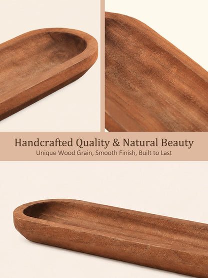 Duseu Wooden Dough Bowls for Decor Approx 29 Inch, Extra Large Long Wooden Bowl, Hand Carved Rustic Farmhouse Long Tray for Table Centerpiece, Living Room, Home Decor, Candle Bowl