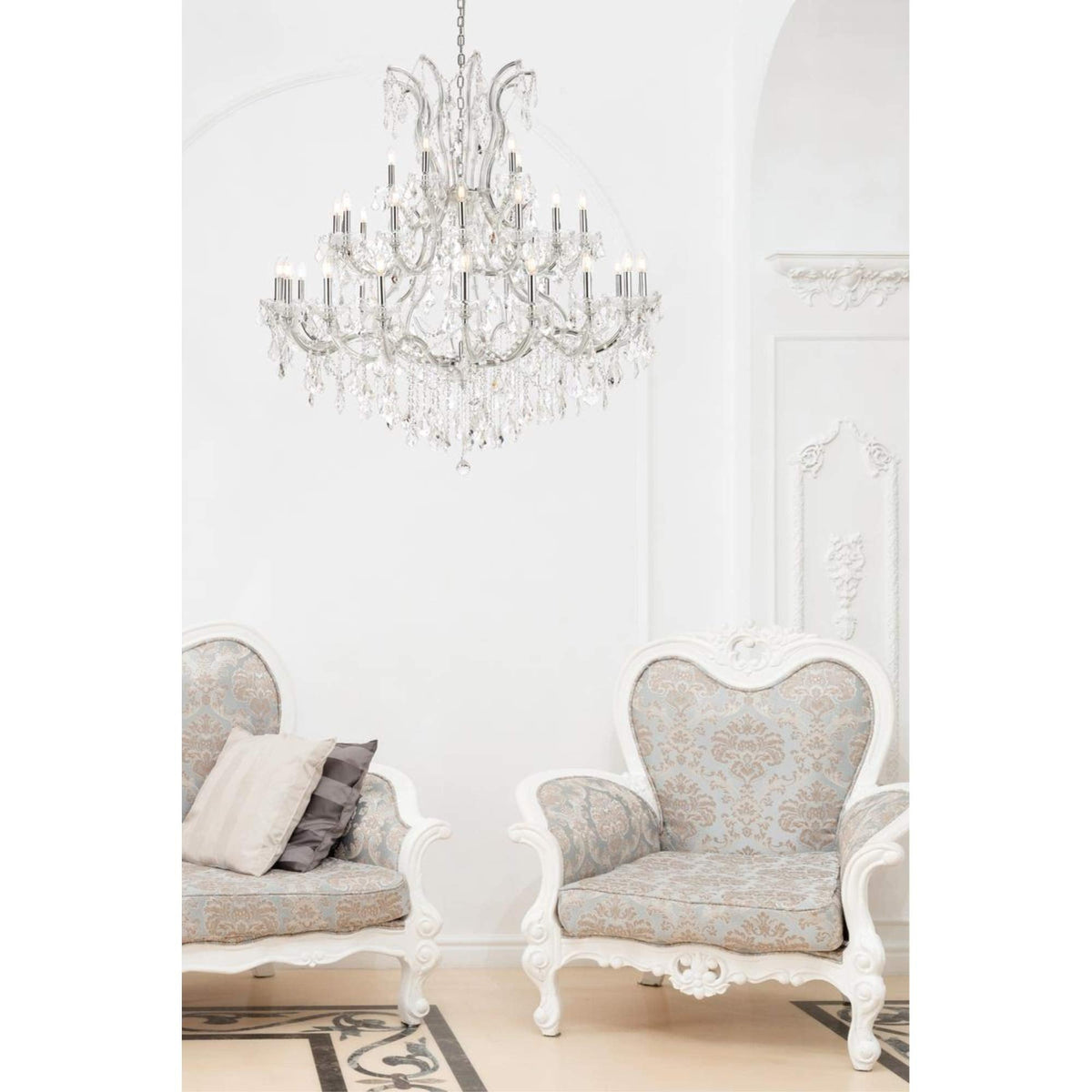 Elegant Lighting Royal Cut Crystal Chandelier 52in Chrome Model 2800G52C/RC