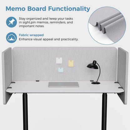 MORDEER 47.2 Inch Desk Divider Panels Set, Acoustic Divider Panel for Privacy, Fabric Wrapped Room Dividers for Office, Easy Assemble, Light Grey