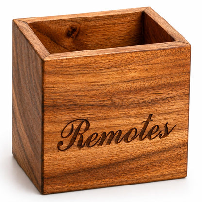 Handcrafted Wooden Remote Control Holder Organizer Stand For Bedside Table Desk Recliner Couch Remotes Handy Space Saving Home Media Organizer Remote Caddy Rack For TV Housewarming Gift Idea