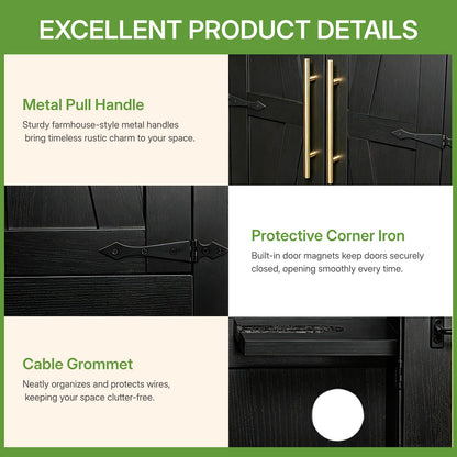 NORTHSKY 55" Wooden Broom Closet, Tall Storage Cabinet for Vacuum Cleaner&Mops, Compatible with Dyson, Utility Cabinet w/4 Shelves&Hanging Rod, Freestanding Organizer for Laundry,Garage,Home,Office
