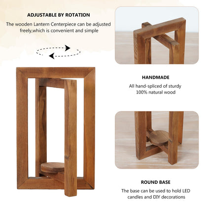 OurWarm 10Pcs Wedding Centerpieces for Tables, Foldable Centerpiece Table Decorations Center Pieces Decoration for Table, Rustic Wood Lantern Centerpieces for Tables Wedding Party Table Decor (Brown)