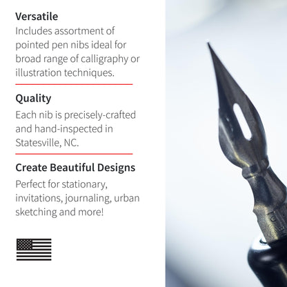 Speedball Sketching Set with Penholders and Pens, Set of 8 (SB2964), Black