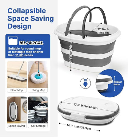 Lesipee Upgraded 16L Collapsible Mop Bucket