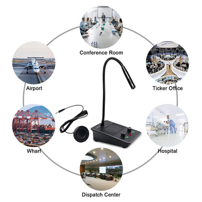 CallToU Window Speaker Intercom System,Dual Way Anti-Interference Intercommunication Microphone Talk Through Glass Window,for Business,Bank,Office,Hospital,Counter,Store,Station,School and More
