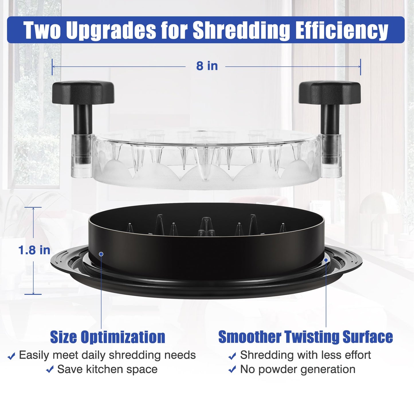 Chicken Shredder Tool Twist: 2025 Pro Food-Grade Visible Meat Shredder with Strong Anti-Slip Base, Ergonomic Handle, Chicken Breast Shredder, Suitable for Pork Beef Chicken - Black