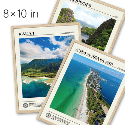 KISSFOX OAK Wood Framed Wall Art Kauai Wall Decor Hawaii Canvas Art Landscape Pictures Coastal Paintings Travel Posters Aesthetic Artwork For Bedroom Office Living room