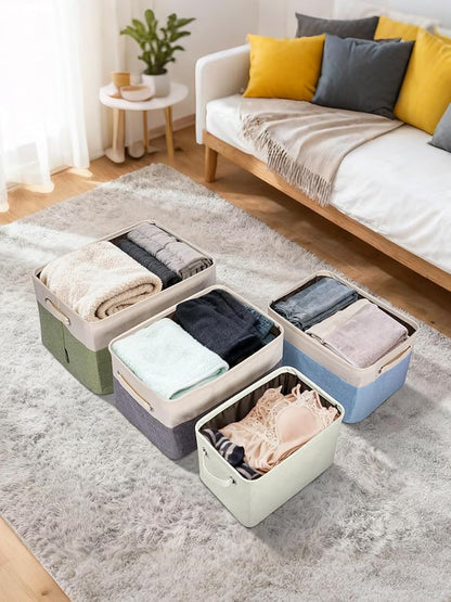 BALEINE 1 Pack Fabric Closet Storage Bins for Shelves, Linen Closet Organizers and Storage, Decorative Baskets for Organizing, Shelf, Clothes, Home, Office (White, 12"x8"x8")