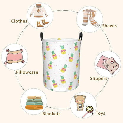 Cute Pineapples Laundry Basket, Waterproof Pineapple Laundry Hamper,