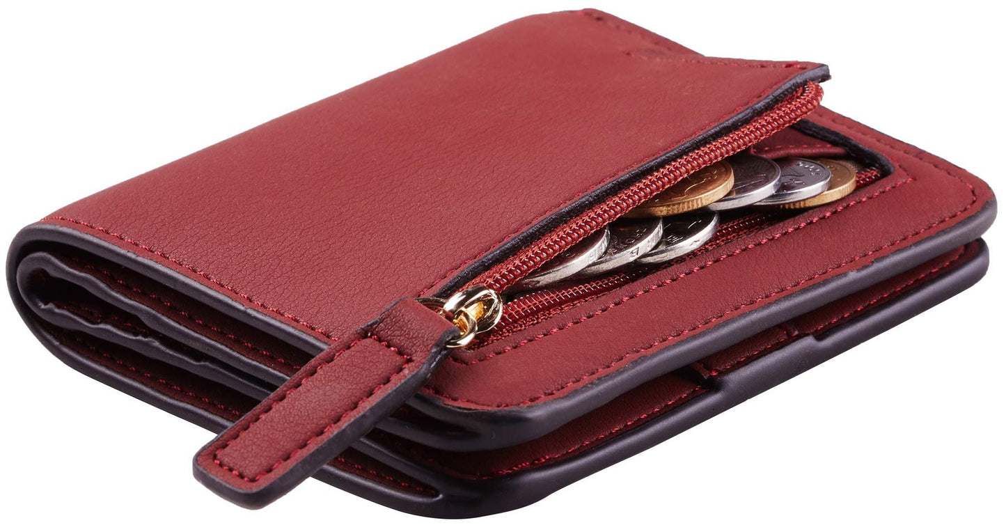 Toughergun Wallet Women Rfid Blocking Small Compact Bifold Luxury Leather Pocket Wallet Ladies Mini Purse with ID Window