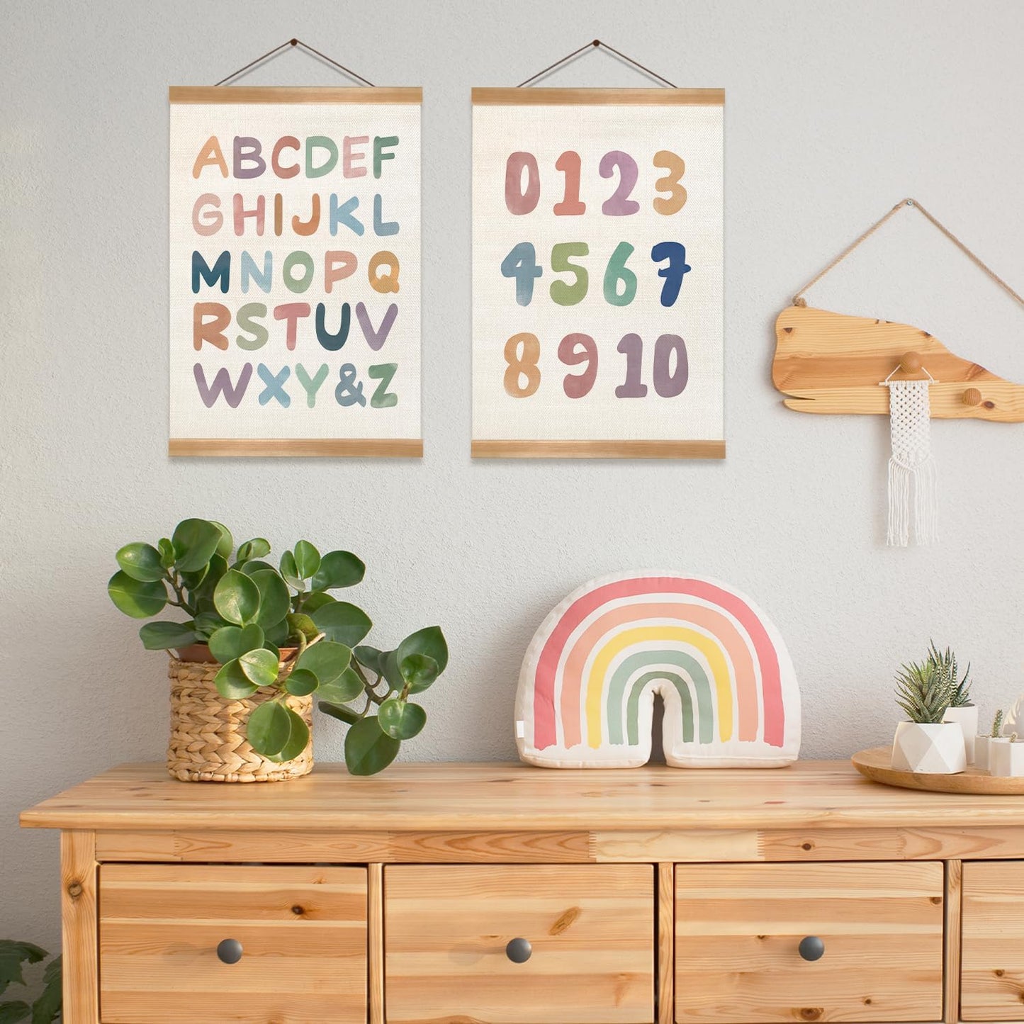 ZTGDA Alphabet Numbers Posters Set of 2, Alphabet Numbers Wall Art Poster, ABC Banner Poster, Number Banner Wall Hanging Decor for Toddler Room Playroom Nursery Wall Classroom Decor (12x16inch 123)