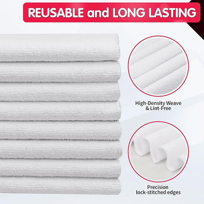 FIXSMITH White Microfiber Cleaning Cloth -Pack of 8, Highly Absorbent Cleaning