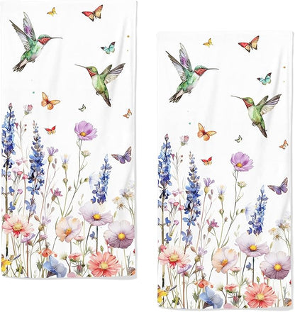Watercolor Wildflower Floral Hand Towels