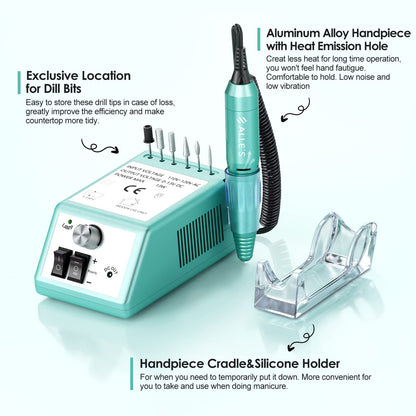Professional Nail Drill Machine 30000 RPM Efile Electric Nail Filer Kit for Finger Toe Nails, Acrylic Gel Nails, Manicure Pedicure Drill with 6Pcs Nail Bits, 106Pcs Sanding Bands - Pink