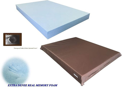Dogbed4less High Density Solid Gel Infused Memory Foam Pad Dog Pet Bed + Internal Waterproof Cover (34x27x3 Inches (2pack))
