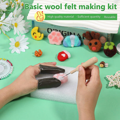 IMZAY Needle Felting Tools, Wool Felting Supplies, Needle Felting Kit with 60 Pcs Needles, Foam Mat, Wooden Handle, Scissors, Perfect for DIY Felting Wool Projects