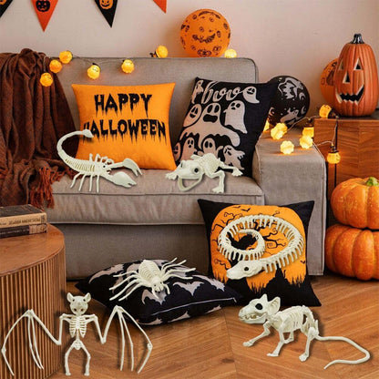 CAMIRUS 6Pack Animal Halloween Skeletons, Plastic Animal Skeleton with Bendable Tails and Movable Jaws for Halloween Party Haunted House Indoor Outdoor Decorations