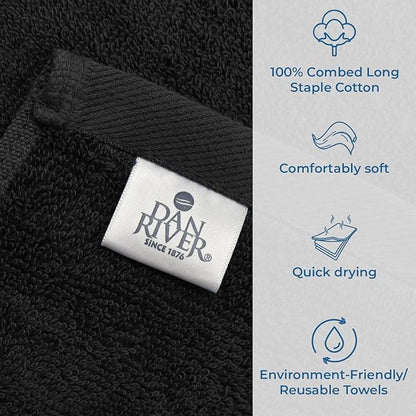 DAN RIVER Bath Towels Set of 4, 27 x 54 Inches, 100% Cotton, Larger & Lighter