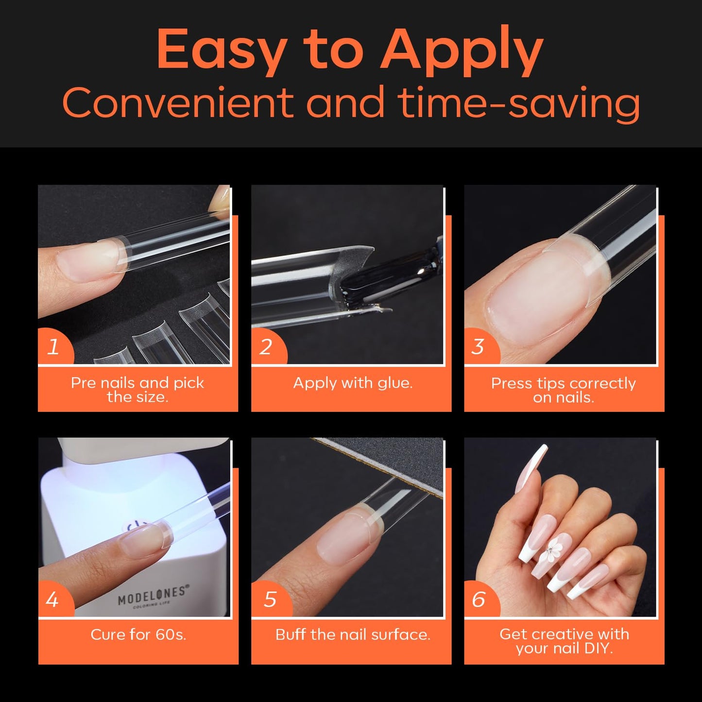 modelones 9 in One Gel Nail Glue Brush On Nail Glue 15 ml for Tips, Rhinestones, Base Coat, Blooming Art Gel Kit for Press on Nails Acrylic Tips U V Lamp Needed 2Pcs