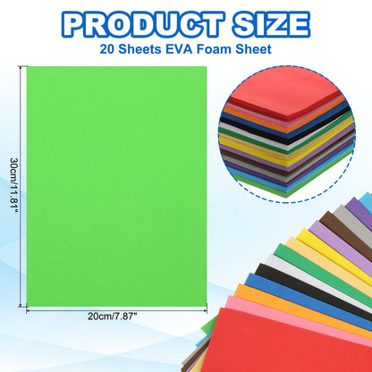 PATIKIL 20 Pcs Light Green EVA Foam Sheets, 11.8 x 7.87 Inches 1mm Thick Foam Sheets for Crafts Flexible DIY Handcraft Scrapbooking Art Supplies