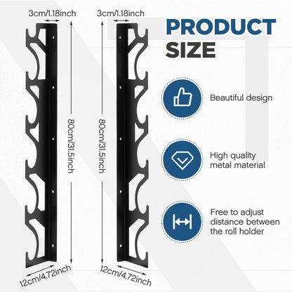 Kritkin 6 Roll Vinyl Roll Holder Adjustable Metal Vinyl Rack Wall Mount for Car Wrap Material Transfer Paper Tape Wallpaper Window Film Garage Workshop, Bracket Only