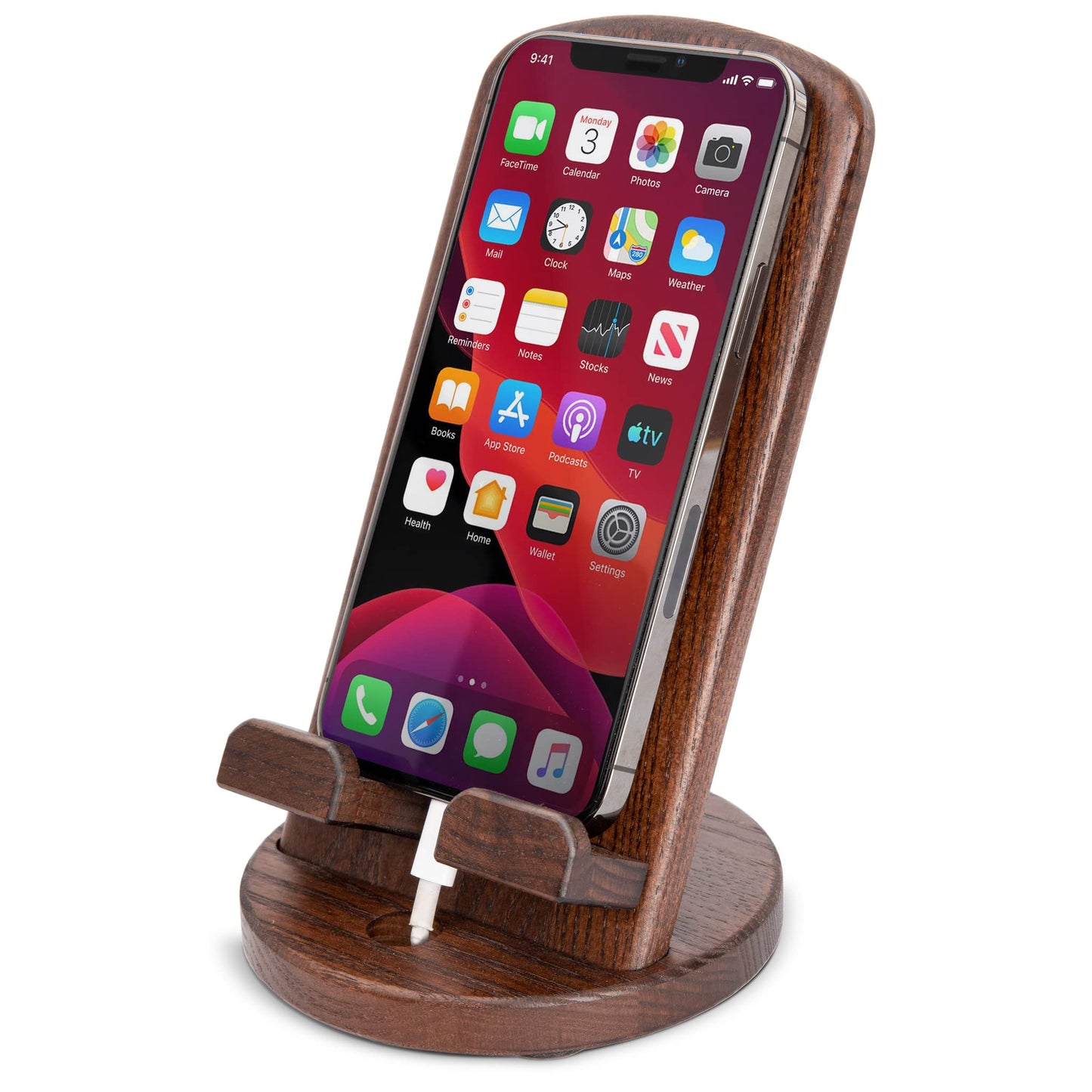 TESLYAR Wood Phone Docking Stations for Men - Desk or Nightstand Organizers