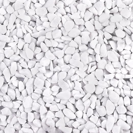 5lb River Rocks Polished Silica Gravel for Plants Garden, Decorative Pebbles Ideal for Fish Tank, Vases, Succulents, Crafting, Home Decor and Garden Landscaping, Snow White(0.2-0.3”)