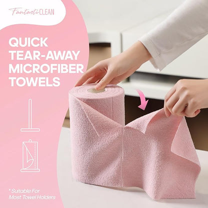 Fantasticlean Microfiber Cleaning Cloth Roll 2 Rolls 120 Pack, Tear Away