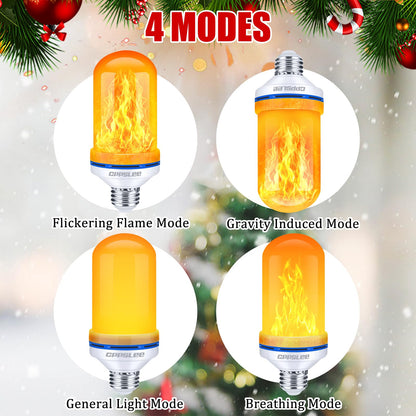 CPPSLEE Upgraded LED Flame Light Bulbs, 4 Modes Flickering Light Bulbs, E26 Base Fire Flame Bulb for Halloween Decorations Outdoor, Christmas Lights Patio Indoor Home Decor (Yellow, 2 Pack)