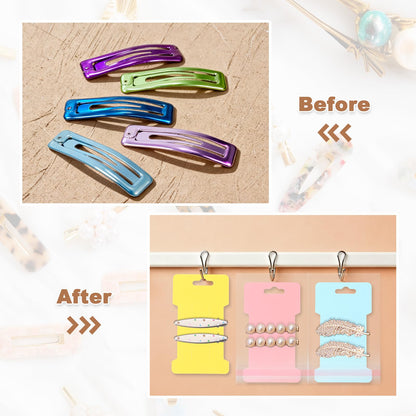 PATIKIL 200Pcs Hair Clip Display Cards, 4.5"x2.6" Kraft Paper Hair Bow Clips Holder Card Rectangle Cardboard for Barrette Headband Jewelry Accessory Organizing Selling, Blue