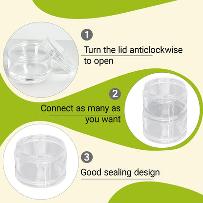 Luomorgo 4 Sets Stackable Clear Plastic Containers with Screw Lids - 30ML 5-Layer Organizer for Cosmetics, Jewelry Beads, Nail Art & Craft Storage