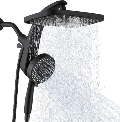 BOZYBO Rain Shower Head with Handheld: High Pressure Shower Heads with Handheld Spray Combo, 12" Rainfall Shower Head and 9 Sprays Hand Showerheads with Magnetic Docking and Power Jets, Black 1.75GPM