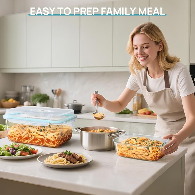 Vtopmart 220oz + 76.4oz Extra Large Glass Storage Containers Set, Meal Prep