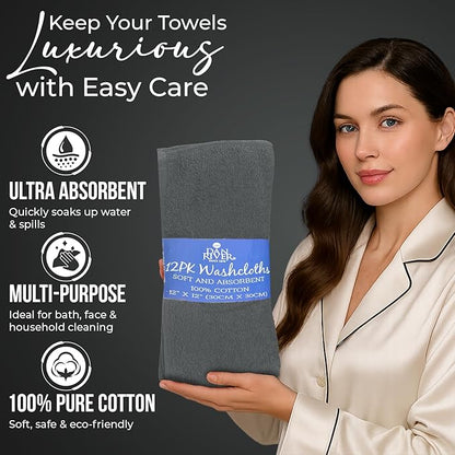 DAN RIVER 12 Pack Wash Cloths for Showering