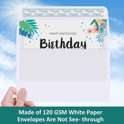 Eupako 50 Pack White-Blank-Cards-and-Envelopes-5x7-Heavyweight-Folded-Cardstock-and-A7-Envelopes-Self-Seal for DIY Greeting Cards, Invitations, Wedding, Baby Shower, Birthday