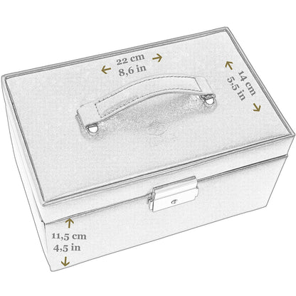 Time Resistance Jewelry Box - Full Grain Leather Jewellery Organizer - Accessories Storage - Key Lock Box for Women (Brown)