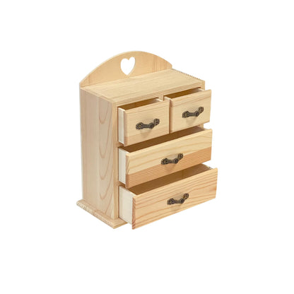 Pack of 2 Unfinished Wood box with Mini Drawers for Jewellery,Small Wooden Organizer Storage Box for Crafts Hobbies DIY Project